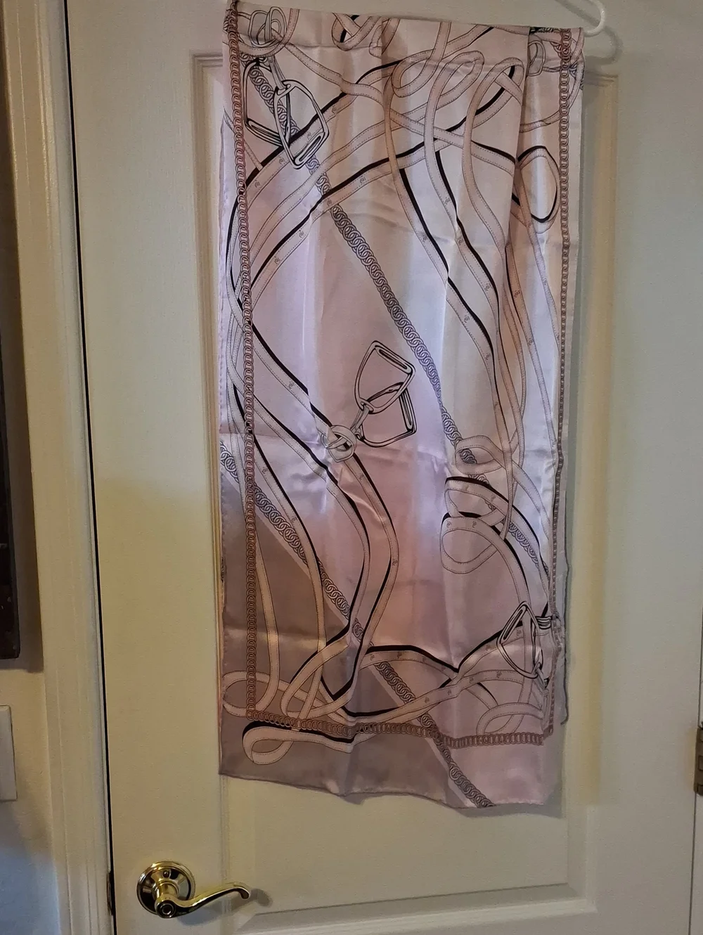 NIB- Silky Equestrian Print Scarf in Blush Pink